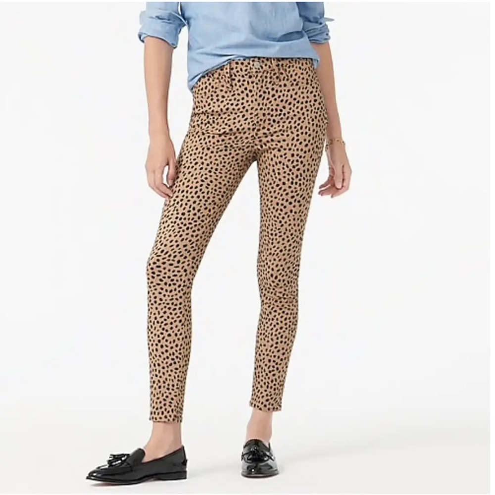 J CREW J CREW 9" High-Rise Toothpick Jean in Leopard Dot - AQ774 - Sz 25